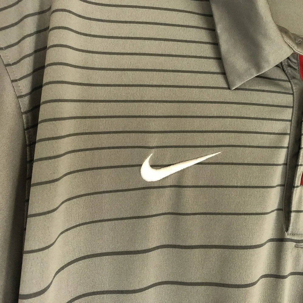 Ohio State Buckeyes‎ Shirt Mens 2XL Gray Striped Nike Dri Fit Polo NCAA Football